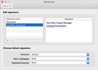 outlook for mac 2011 changing signatures